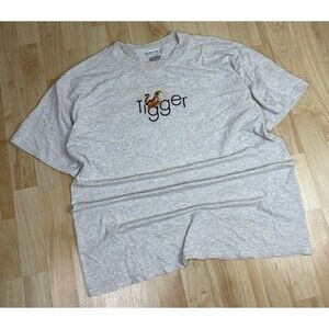 Vintage 90s Disney Tiger Graphic Embroidered T-Shirt / Grey / Size Large